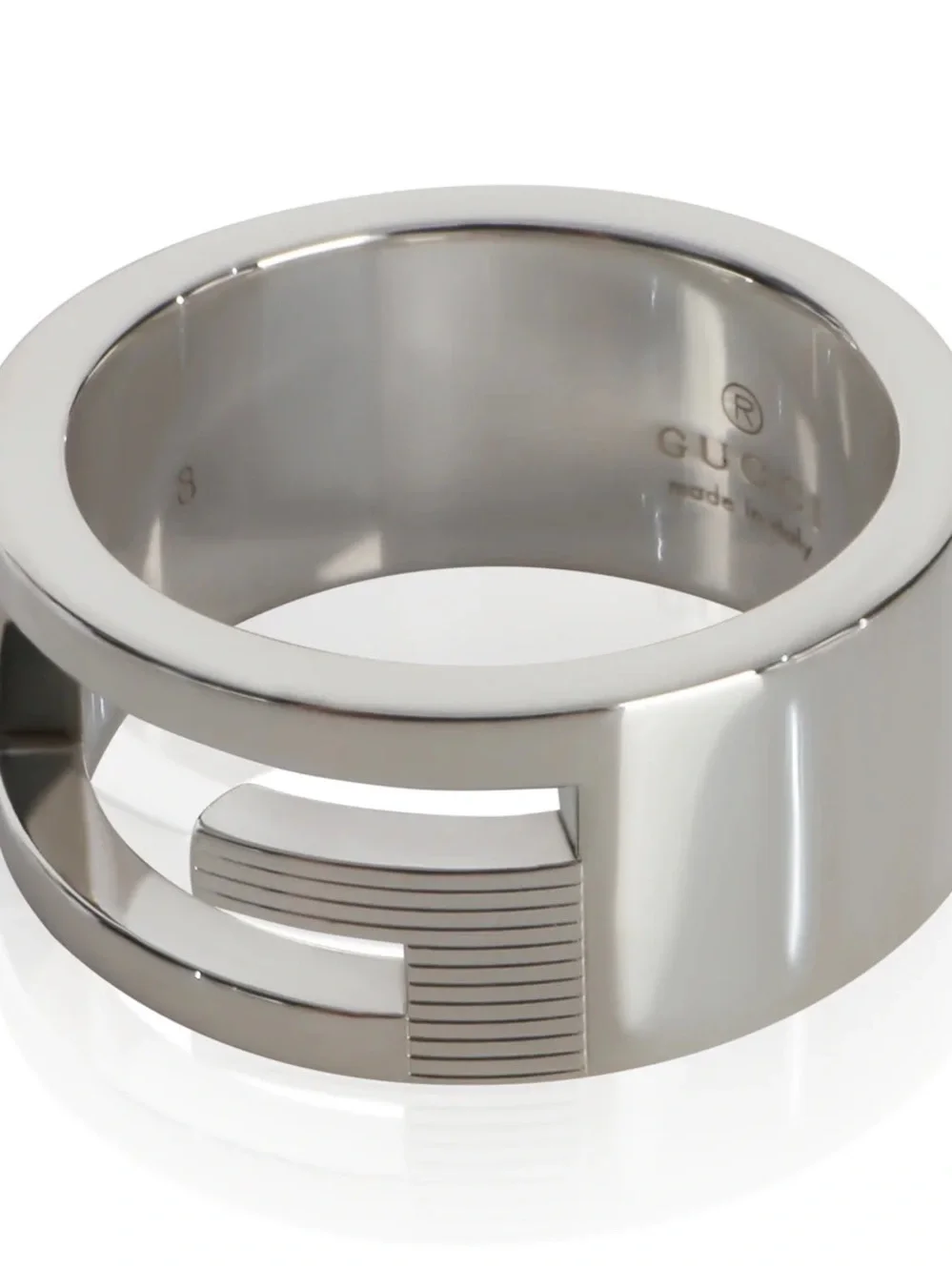 Gucci Polished Silver Open G Band Ring